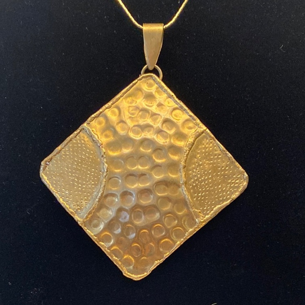 Textured Gold Pendant Necklace